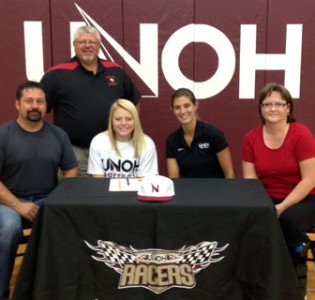 Morgan Truxal signed her NAIA Letter of Intent to compete at UNOH on Tuesday at Racers Gymnasium