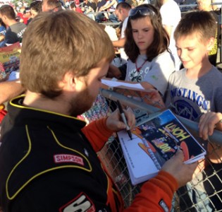 UNOH driver Kody Weisner signs autographs earlier this season at Limaland